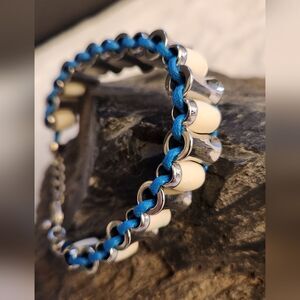 NWOT Lia Sophia "Entwine" White Blue and Silver Bracelet